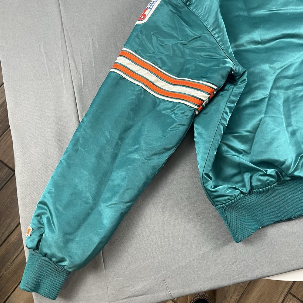 Vintage 90's Starter Pro Line Miami Dolphins Satin Football Jacket Size Medium - Picture 10 of 11